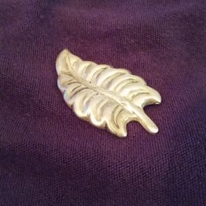 Signed Mexico Sterling Cord Leaf Brooch
